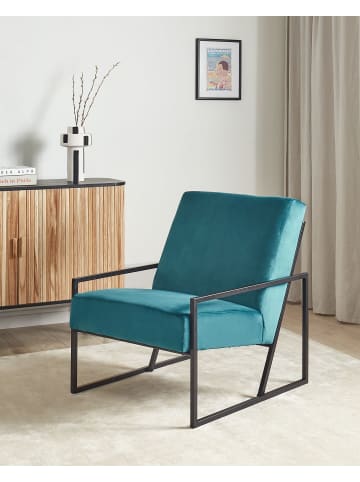 Beliani Sessel DELARY in Blau/Schwarz - (W) 69 x (H) 83 x (L) 83 cm