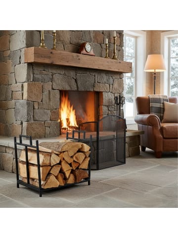 relaxdays Kaminholzregal in Schwarz - (B)45 x (H)41 x (T)33 cm