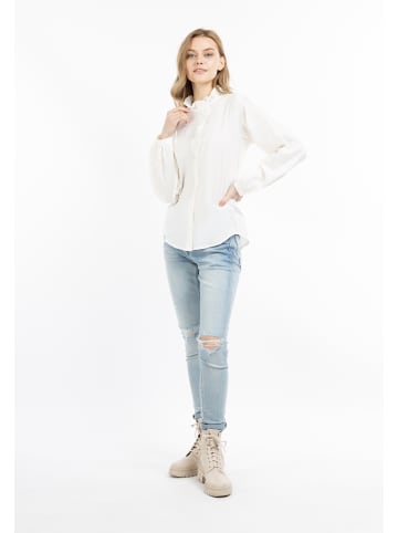 DreiMaster Vintage Damen Langarmbluse in Wollweiss
