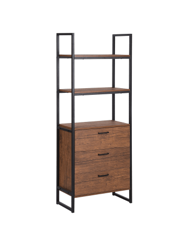 Beliani Bücherregal TIFTON in Braun/Schwarz - (W) 61 x (H) 158 x (L) 32 cm