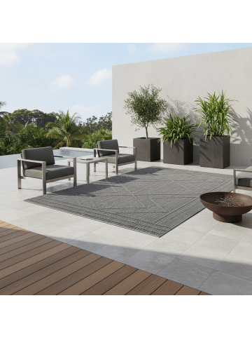 KADIMA DESIGN Teppich Outdoor Waschbar Boho IMST Strapazierfähig OEKO-TEX Balkon in Grau