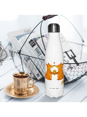 Mr. & Mrs. Panda Trinkflasche Füchse Liebe Pommes ohne Spruch in Weiß