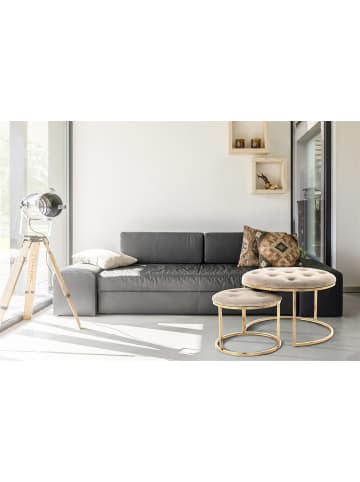 Kayoom Retro Hocker Becky 2erSet in taupe - gold