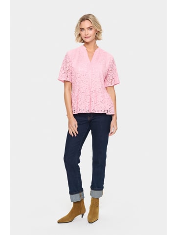 Bluse kurzarm ZannaSZ Gerade Passform in Pink Nectar