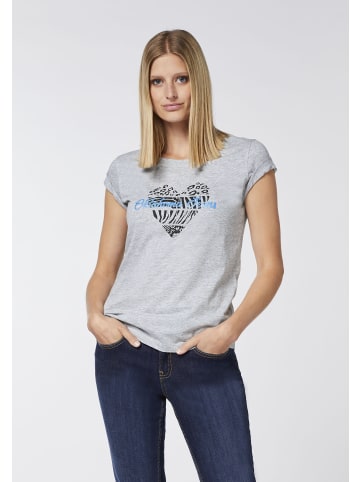 Oklahoma Jeans T-Shirt mit Herz-Motiv und Logo-Schriftzug in Grau