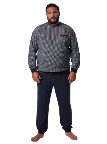 Men Plus Langer Schlafanzug in navy blau