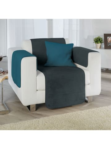 Erwin Müller Baumwollmischung Armlehnenschoner 2er-Pack Matera in dunkelgrau/petrol