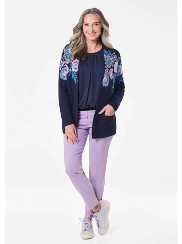 GOLDNER Strickjacke mit V-Ausschnitt in marine / gemustert