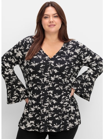 sheego by Joe Browns Langarmshirt in schwarz-gemustert