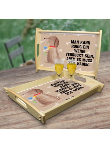 Mr. & Mrs. Panda Deko Tablett Hund Blume mit Spruch in Hundeglück