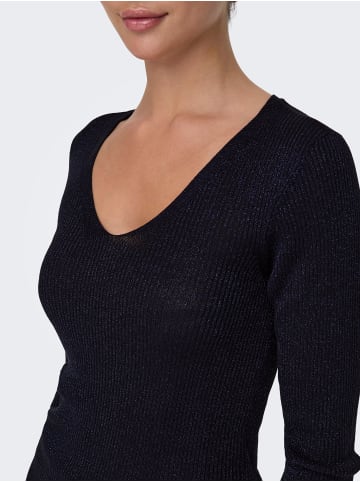 JACQUELINE de YONG Strickpullover Slim Fit V-Ausschnitt Langarm Basic in Schwarz-2