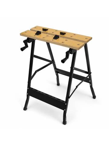 relaxdays Werkbank in Natur/ Schwarz - (B)56 x (H)76 x (T)62 cm