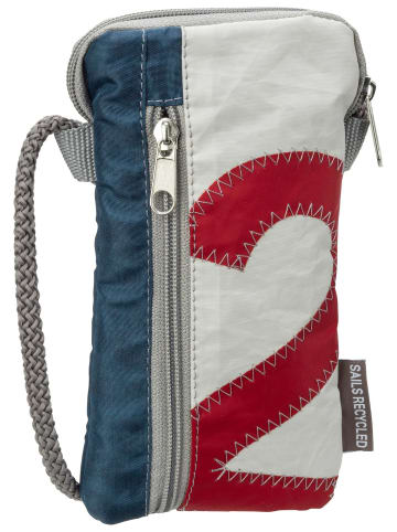 360 grad Handytasche Nautik Lütt in Weiß/Blau mit roter Zahl