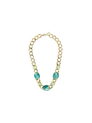 Luxenter Halskette mit 18-karätiger Gelbgold-Oberfläche und blauer Lackierung – Makan
