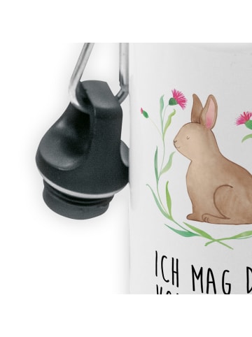 Mr. & Mrs. Panda Trinkflasche Hase Sitzen mit Spruch in Weiß