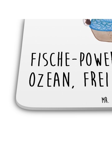 Mr. & Mrs. Panda Tischuntersetzer Fische Astrologie mit Spruch in Weiß