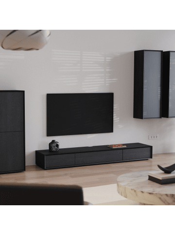 CALICOSY TV-Möbel ORÉLIA in Schwarzes - (W)200 x (H)22 x (L)43 cm