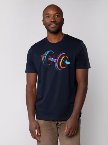 wat? Apparel T-Shirt 80s Hantel in Dunkelblau