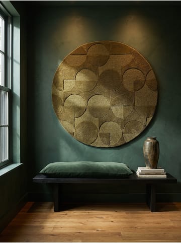 KADIMA DESIGN Wollteppich fussbodenheizung-geeignet DEBEN Kreis-Geometrie modern in Olivgrün