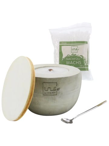 UNUS Outdoorkerze Kerzen quaderförmig 2er Set handgemacht in Grau