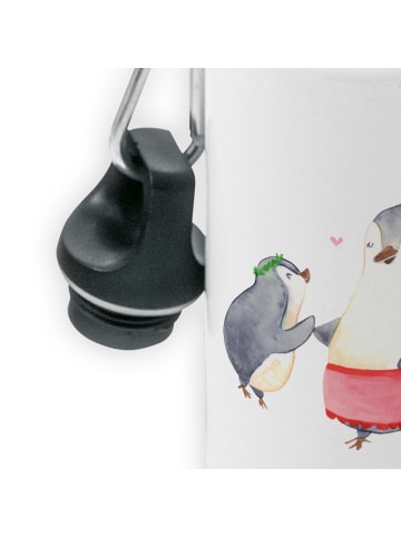 Mr. & Mrs. Panda Kindertrinkflasche Pinguin mit Kind ohne Spruch in Weiß