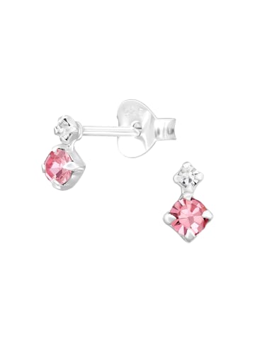 Bungsa Ohrstecker in Pink, Kristallklar, Silber