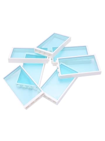 LEGO 1x4x6 Fenster Weiß Blau 5x Teile - ab 3 Jahren in white
