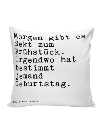 Mr. & Mrs. Panda Kissen 40x40 Morgen gibt es Sekt... mit Spruch in Weiß