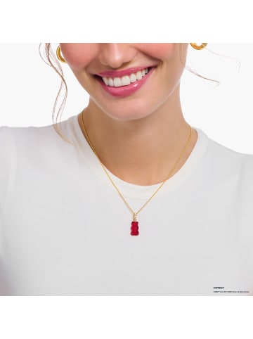 Thomas Sabo Kette Mit Goldbär Rot in gold, rot