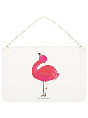 Mr. & Mrs. Panda Deko Schild Flamingo Stolz ohne Spruch in Weiß