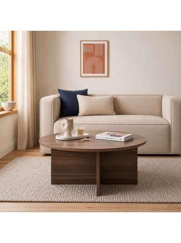 CALICOSY Couchtisch SOLEIL in Nussbaum - (W)90  x (H)40  x (L)90 cm