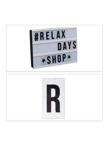 relaxdays Lightbox in Weiß/ Schwarz - (B)30 x (H)22 x (T)4,5 cm