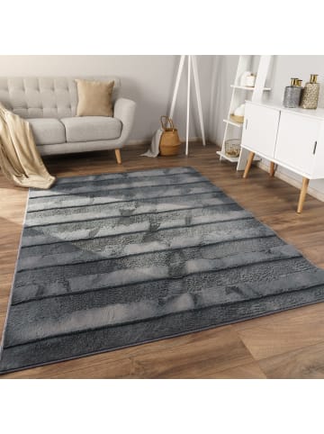 KADIMA DESIGN Hochflor Teppich waschbar Unifarben Struktur Schlafzimmer in Anthrazit