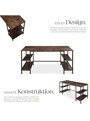 tectake Computertisch mit höhenverstellbaren Kunststofffüßen, 137 x 55 x 75 cm