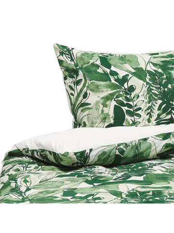 Beliani 2-tlg Bettwäsche-Set GREENWOOD in Grün/Weiß