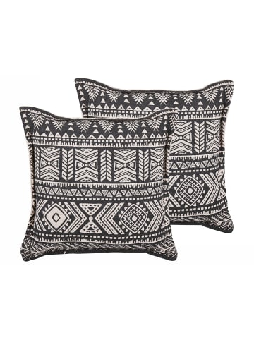Beliani 2er-Set Dekokissen SIRVAN in Schwarz/Beige