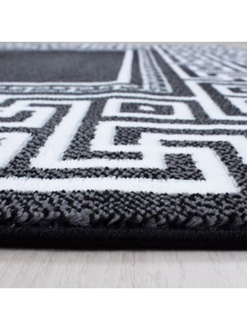 KADIMA DESIGN Teppich Kurzflor Waschbar Mäander DRAU Strapazierfähig OEKO-TEX in Schwarz