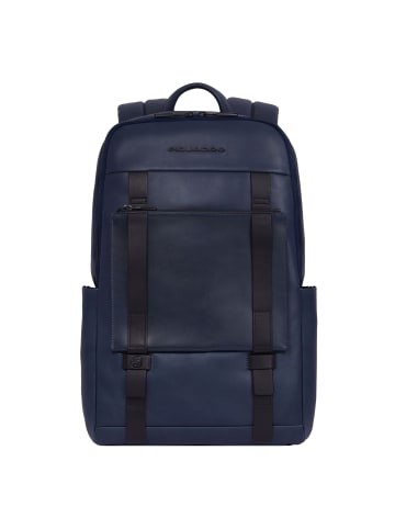 Piquadro David Rucksack Leder 43.5 cm Laptopfach in blue