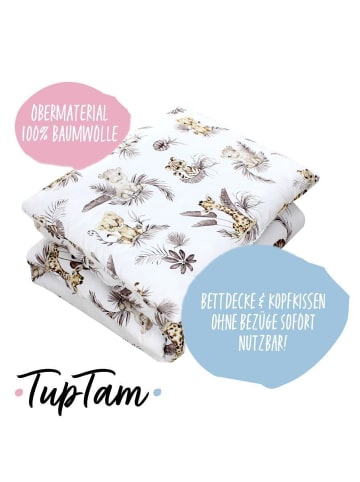 TupTam Kinder Bettdecken Set Gemustert in beige/weiß