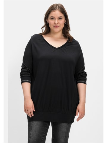 sheego Langarmshirt in schwarz