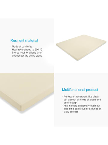 Intirilife Pizzastein 38 x 30 x 1,5 cm in Beige