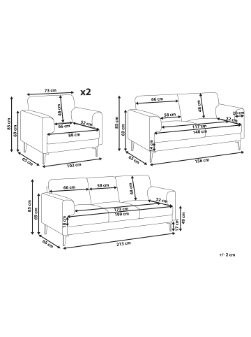 Beliani 4-tlg Sitzgruppe LOUSTO in Beige/Schwarz
