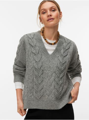 Vero Moda V-Ausschnitt-Pullover in Medium Grey Melange