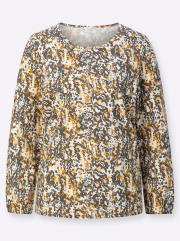Sieh an! Langarmshirt in ecru-anthrazit-bedruckt