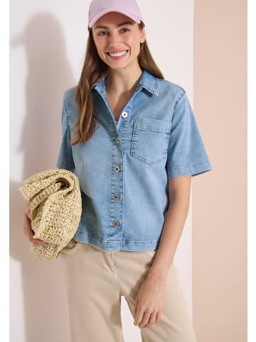 Cecil Overshirt Short Sleeve Light B in Light Blue Used Wash