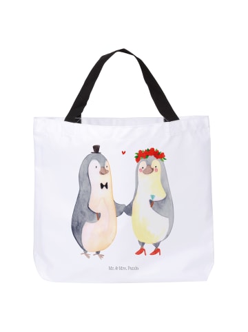 Mr. & Mrs. Panda Tote Bag Pinguin Heirat ohne Spruch in Weiß