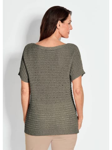 GOLDNER Kurzgröße:  Kurzarm-Pullover mit Rippen in khaki