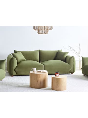 Beliani 3-Sitzer Sofa LUVOS in Grün/Braun - (W) 220 x (H) 75 x (L) 104 cm