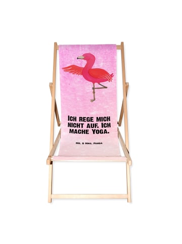 Mr. & Mrs. Panda Gartenliege Flamingo Yoga mit Spruch in Aquarell Pink