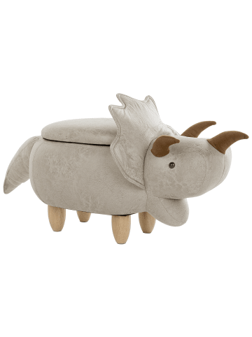Beliani Tierhocker TRICERATOPS in Grau/Braun - (W) 92 x (H) 56 x (L) 42 cm